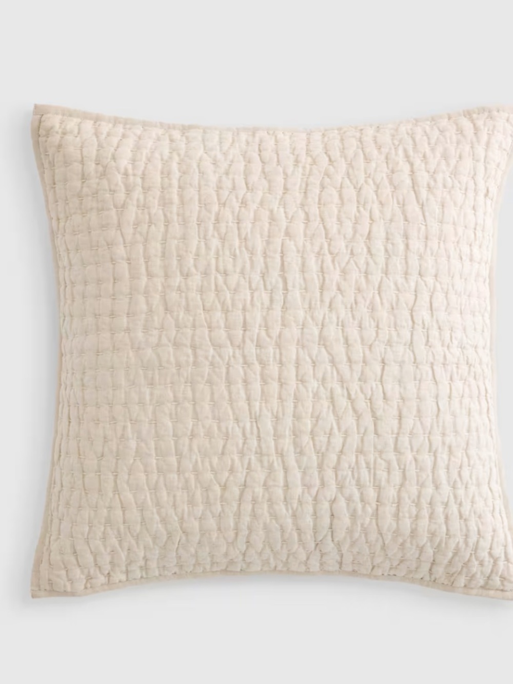European Linen Cotton Stitch Quilted Euro Sham Natural